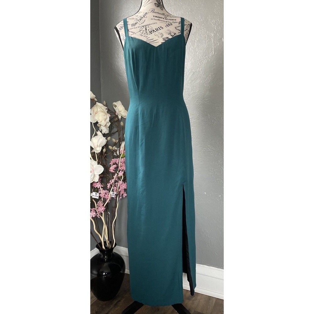 Dress Womens Dark Teal Blue Slip Straps Sweetheart Neck Lined Zip Size Unknown